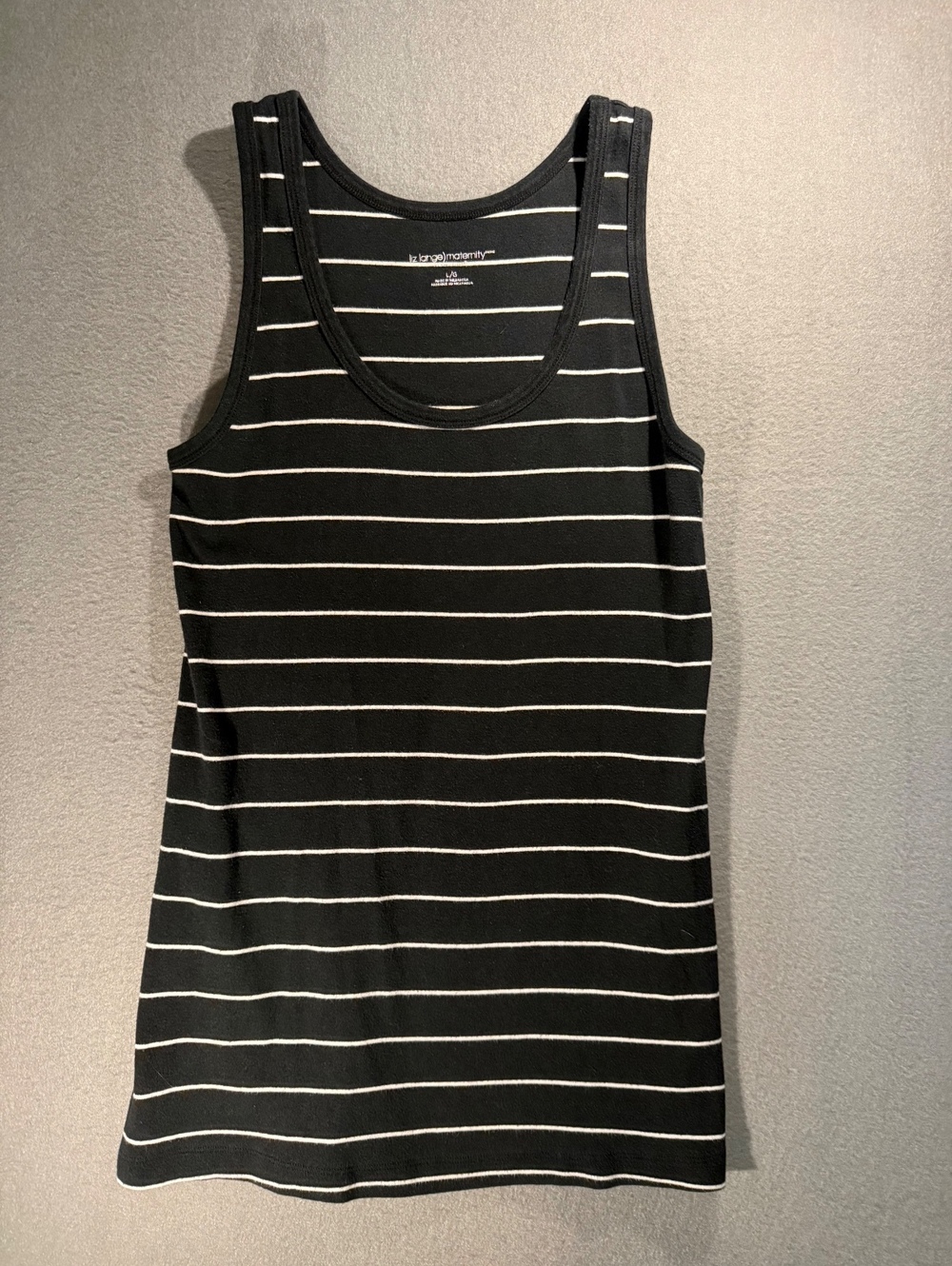 Liz Lange Maternity Black and White Striped Tank Top Size Large